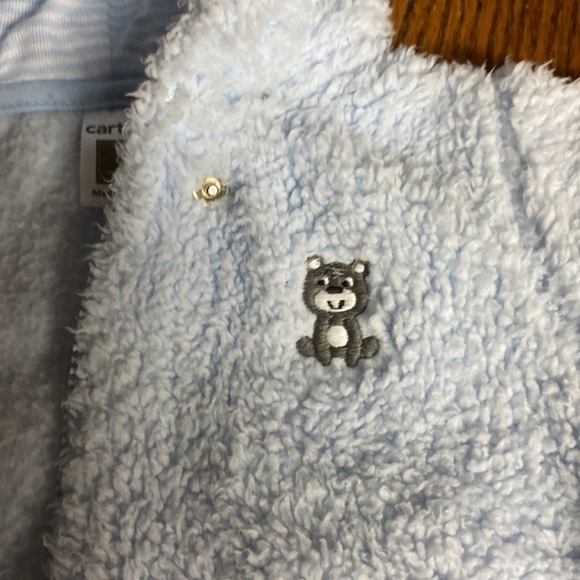 Carter's Light Blue Fuzzy Baby Jacket snowsuit - Picture 3 of 5